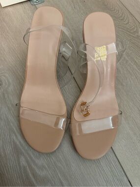 Clear Strap Nude Slide Sandals